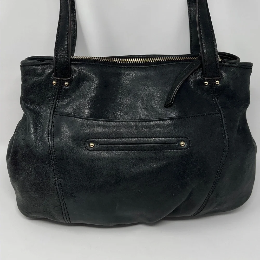 B. Makowsky Black Distressed Leather Shoulder Bag